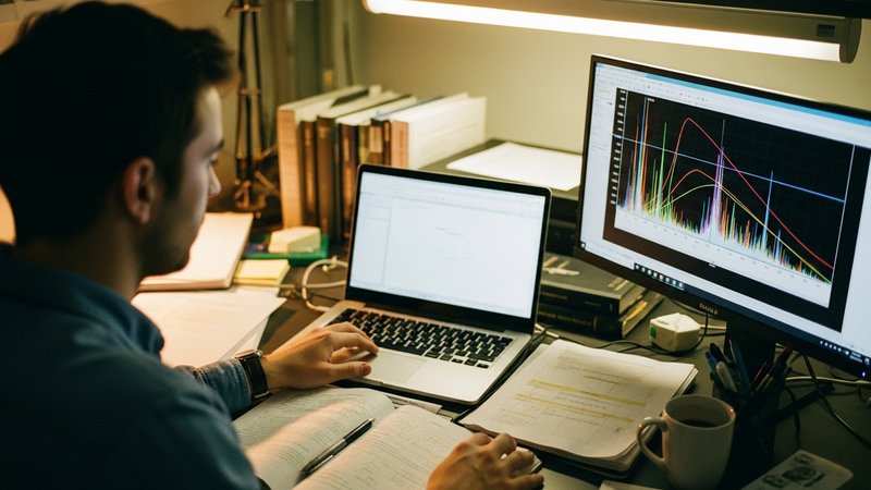 Working through a physics analysis on a laptop